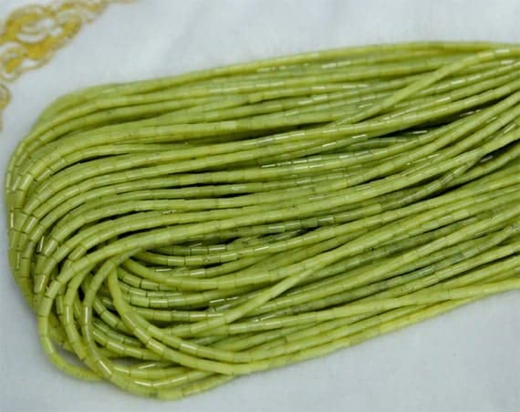 Jade olive de Corée en perles colonnes pour créer vos bijoux bohèmes