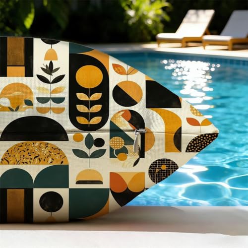 Housse de coussin extérieur imperméable 45x45cm orange finition décoration bohème - 7