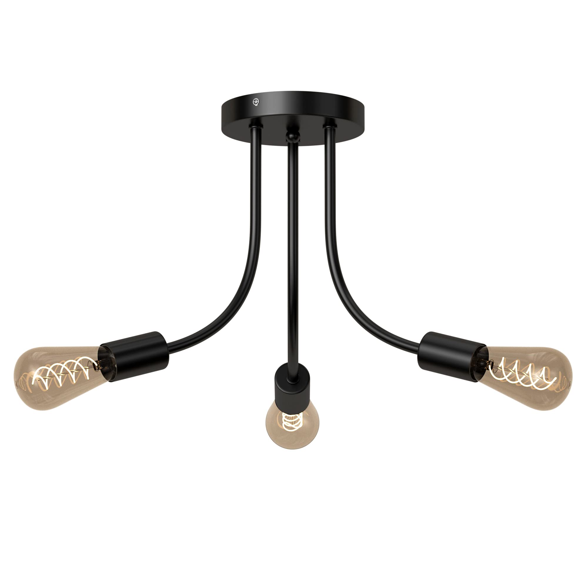 Lámparas de Techo E27 Vintage Lamparas de Techo Salon Negro Plafon led Techo industriales Lámparas de araña Retro Metal Iluminación de Techo 3 Luces, Diámetro 43 cm