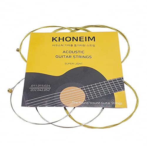 Khoneim Guitar Strings 4 Pack - Acoustic Guitar Strings For 6 String Guitar, Deep And Bright Tone, 11-52 #TOP4