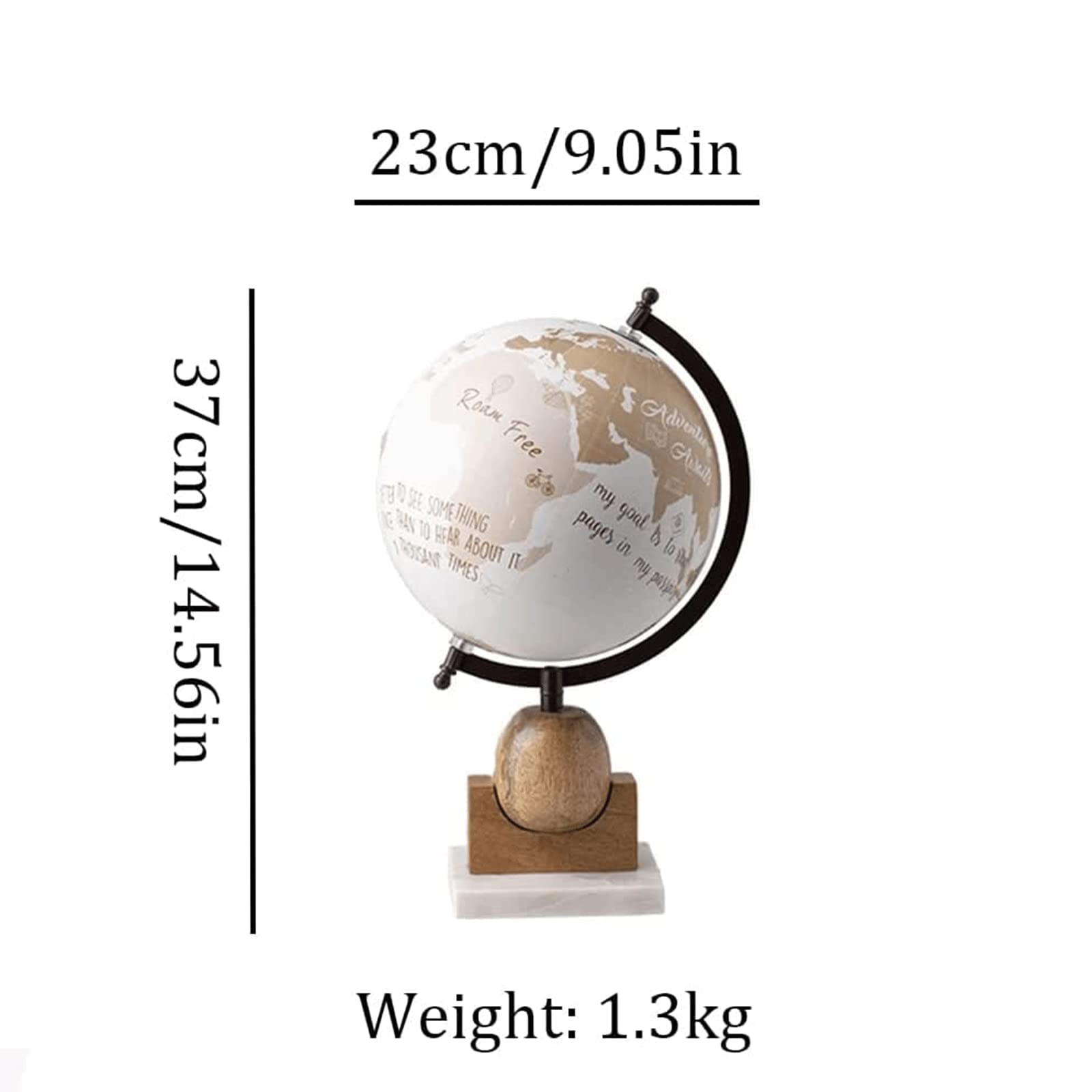 LIOONS Mappamondi Globo Mappamondo da Tavolo Americano Mappamondo con Base in Marmo in Legno Globi con Stampa HD Globi geografici per la Decorazione del Soggiorno Fine e Chiaro