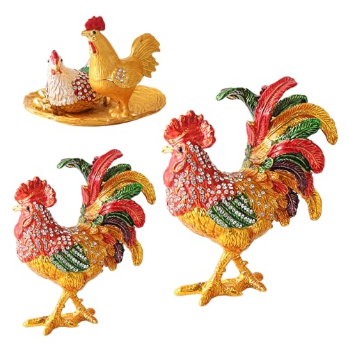 Vitrina de joyería exclusiva con estatua de gallo fina y caja de regalo ornamental 7