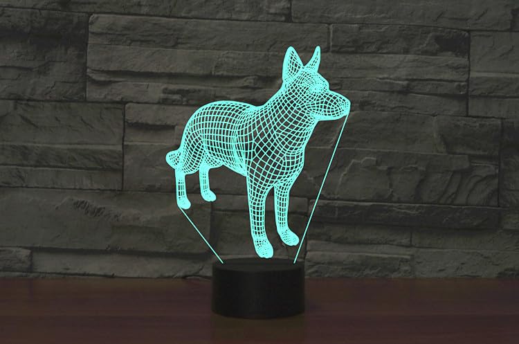 Lámpara de noche 3D ilusión perro con control remoto USB LED miniatura 6