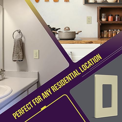 Image of ENERLITES Screwless Decorator Wall Plate Child Safe Outlet Cover, Size 1-Gang 4.68 inch H x 2.93 inch L, Unbreakable Polycarbonate Thermoplastic, SI8831-I, Glossy, Ivory (Pack of 2)