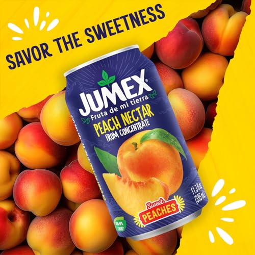 Image of Jumex Peach Juice Nectar - Peach Nectar Made with Fresh Fruit Puree - Fruit Juice Concentrate for Smoothie Mix, Cocktail Mixers & Kids Drinks & Beverages - 11.3oz, 24 Pack Canned Drinks
