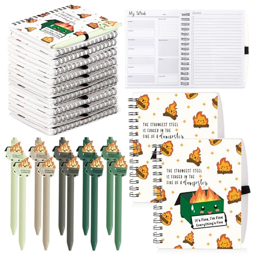 Stylos à bille Dumpster Fire contre le stress au bureau, planificateur To-Do List A6