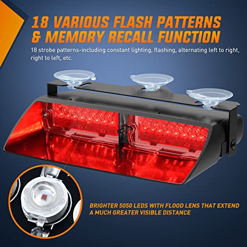 Image of Nilight Red Emergency Strobe Lights Windshield Hazard Warning Safety Flash Light with Suction Cups Super Bright LED for Police Enforcement Firefighters Vehicle Truck