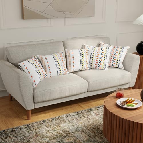 Image of Urban Space Decorative Cotton 200 TC Cushion Cover Set of 5, 16 Inch X 16 Inch Cushion Covers for Sofa, Bedroom, Living Room (Ikkat Orange, Cushion Cover 40Cm X 40Cm, Set of 5)