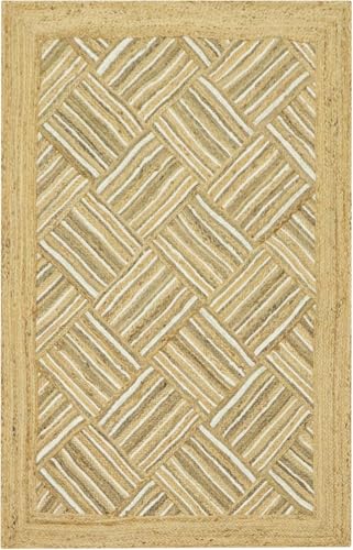 Tapis à tissage plat en jute bicolore pour intérieur et extérieur chic - 2