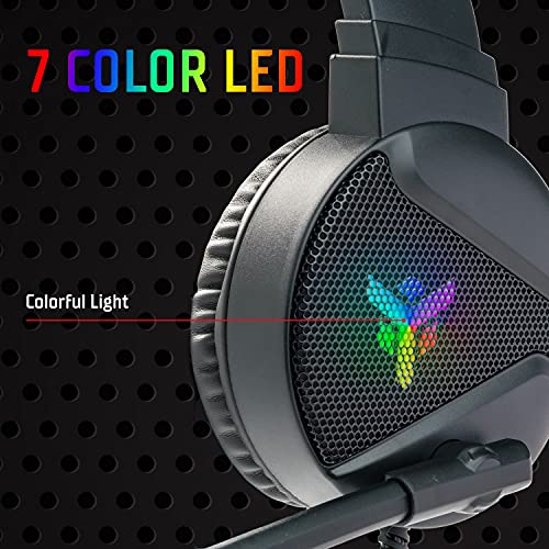 Cuffie Gaming H410 - Cuffie Gaming con Microfono Flessibile. Cuffie da gioco con Controllo del volume, cancellazione rumore esterno, colori LED. Adatti per PC e console - Cuffia gaming - Immagine 4