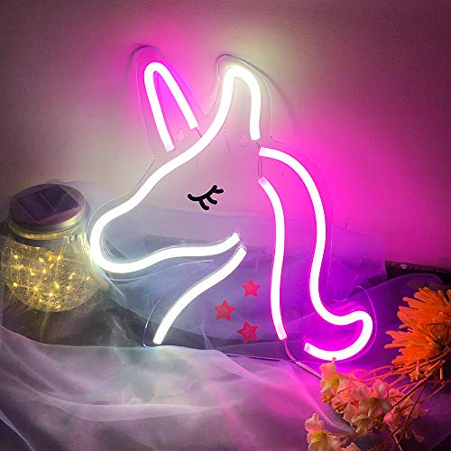 Unicorn Neon Sign - Protecu USB Operated 3D Art LED Signs Neon Lights for Bedroom | Light Up Acrylic Neon Signs for Wall Decor Birthday Wedding Party Halloween Christmas Room Decorations