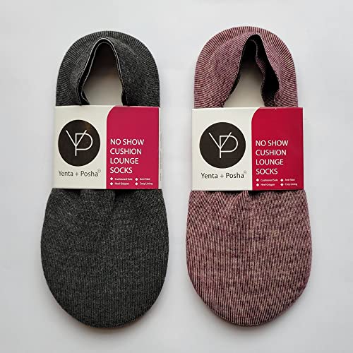 Image of No Show Cushion Lounge Slipper Sock for Women with Anti-Skid Bottom and Heel Grippers
