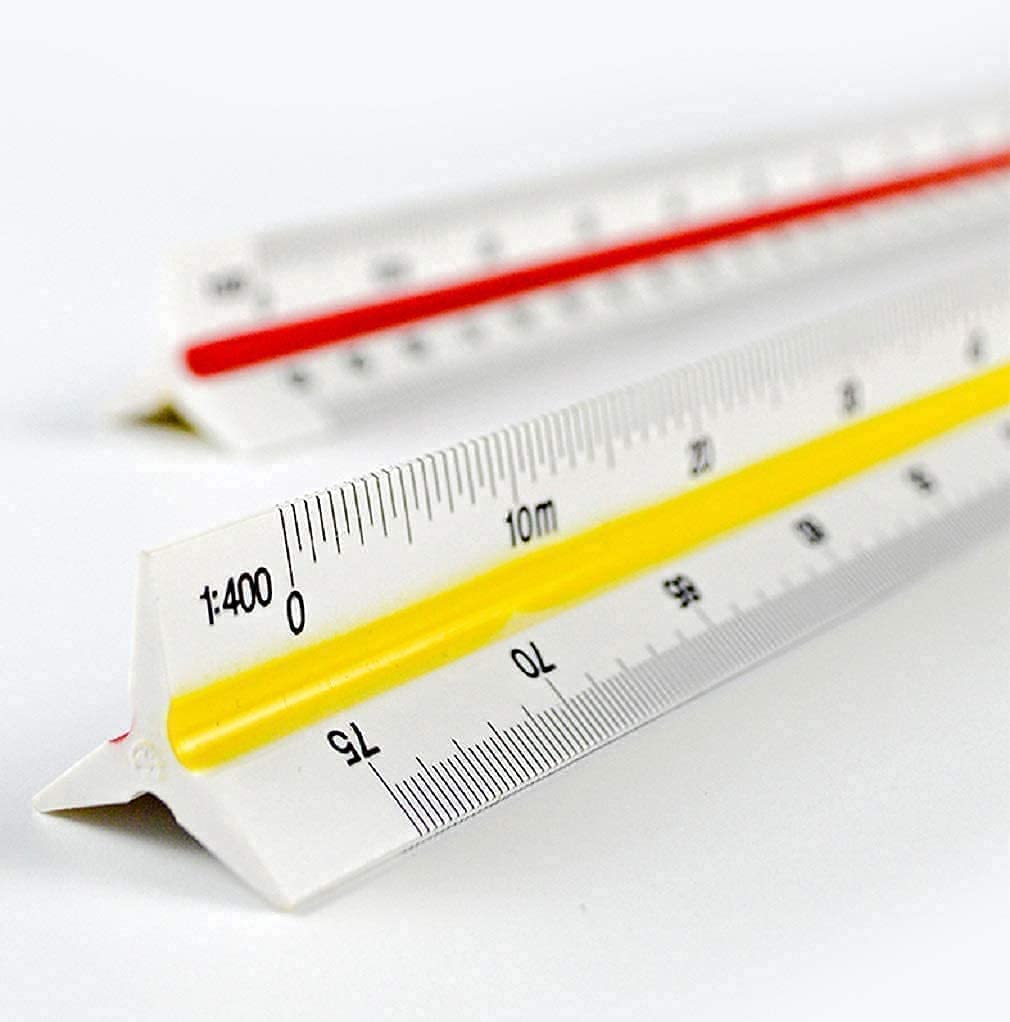 Zinley Triangle Scale Ruler, 30 cm/12-inch Long Plastic Straight Measuring Tool for Architects, Engineers, School/College Students, Office Employee (1-Piece)