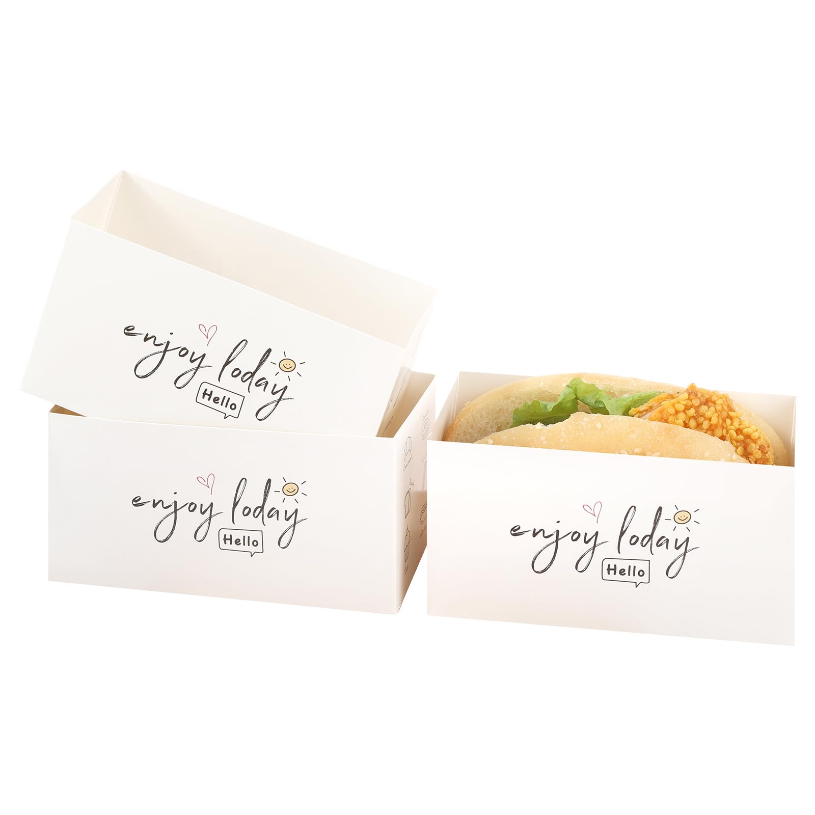 Bakbania 30 Pack Sandwich Take Out Boxes Paper Sandwich Packaging Boxes Take Out Food Containers for Toast, Donuts, Burgers