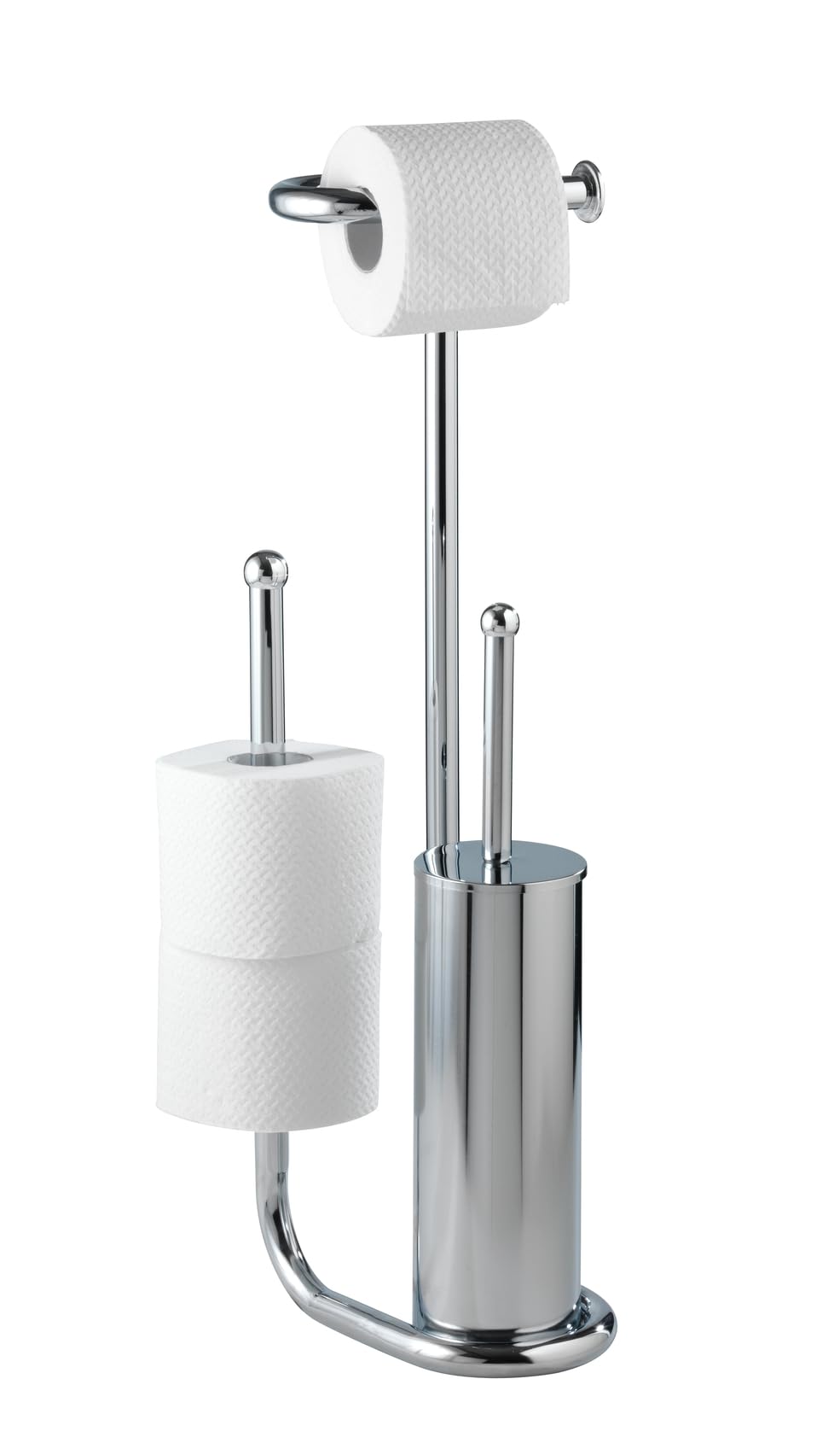 WENKO Set per WC con scopino Universalo cromo e portarotolo di riserva, accessori bagno completo, set da toilette