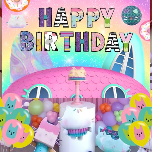 Image of Cartoon Doll House Birthday Party Supplies Backdrop 5x3 Cartoon House Kids Happy Birthday Background Photography Gabbies Party Decorations Banner Photo Booth Props