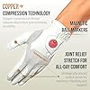 Copper Tech Plus Ladies Golf Gloves Women (2nd Gen) | Copper Compression Joint Support with Flexible & Comfortable Fit | Tacky Silicone Pad (White/White, Medium-Large, Left)