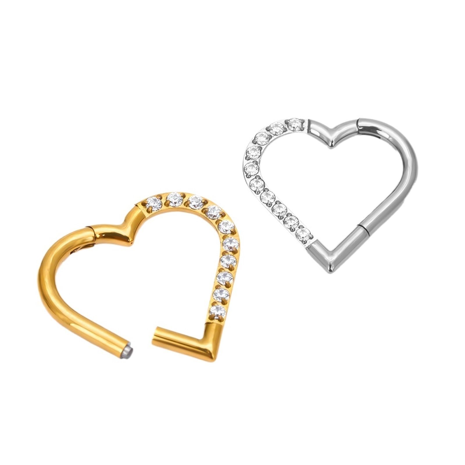 10 sztuk Serce Pierścień Nosa G23 Tytan Septum Hoops Daith Tragus Chrząstka Helix Okrągły Kolczyk Piercing Kobiety Biżuteria Ciała(1.2x10mm,10PCS A Silver)