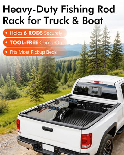 SPARKWHIZ Truck Fishing Rod Holder Aluminum Holds 6 Rods — view 2