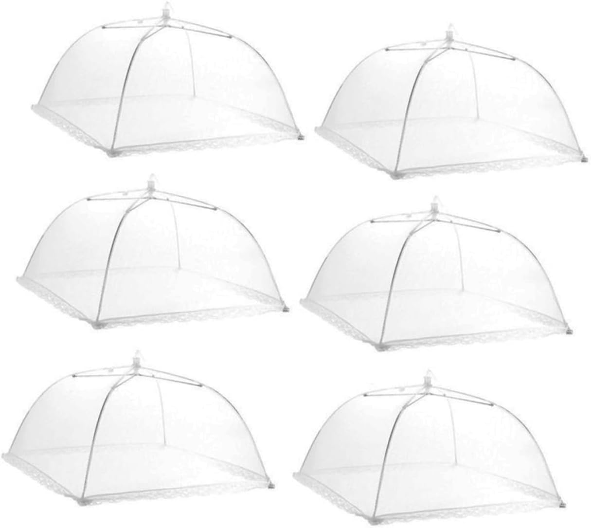 4pcs White Foldable Food Protective Cover Mesh Insulation Tents for Home Kitchen Picnics and Outdoor Events