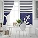 CLZLH Cortinas Salon Modernas 2 Piezas Cortinas Termicas Aislantes Frio Y Calor Juvenil con Ojales 70X160Cm （An X Al） 3D Ancla Marinero señal Barco Patrón Dormitorio Cortinas Habitacion