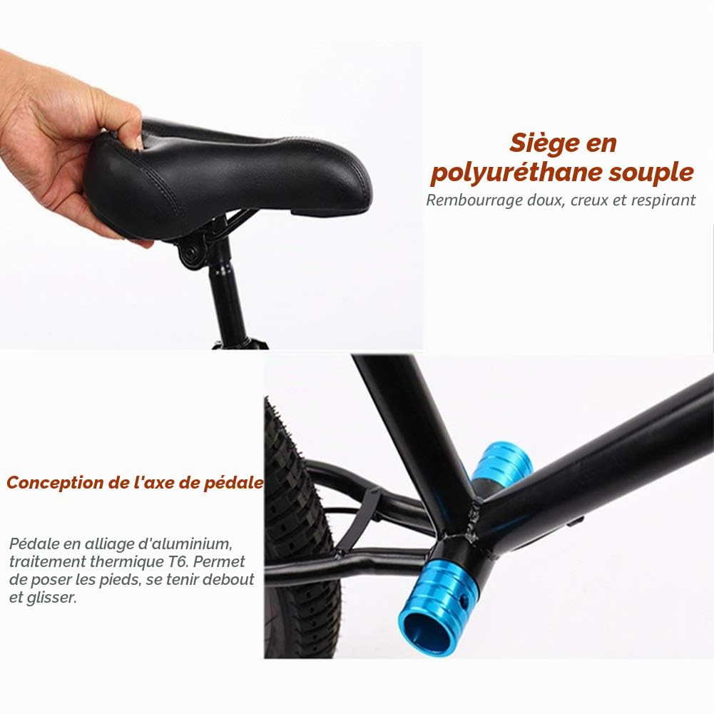 Draisienne sans pédale pour Adultes et débutants, vélo d'entraînement réglable avec Frein à Main et Roues de 20 Pouces, Charge maximale 100 kg