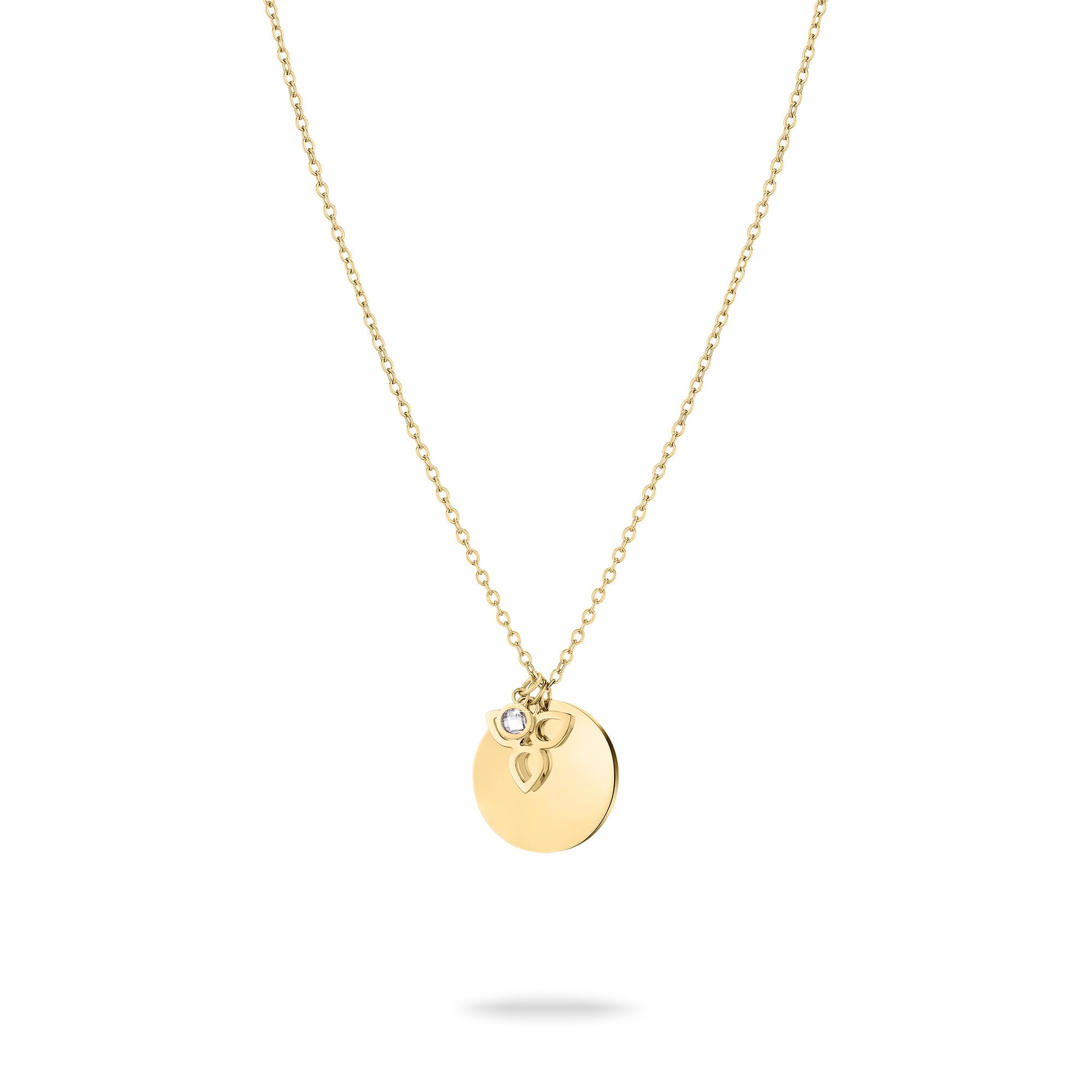 Tamaris Flower Necklace – Gold – Necklace with Plate and Flower Pendants Made of Stainless Steel
