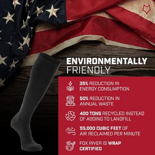 Fox River Over the Calf Military Socks, Cold Weather and Winter Socks, Breathable, Army Colors, Ultimate Comfort, Black, Large