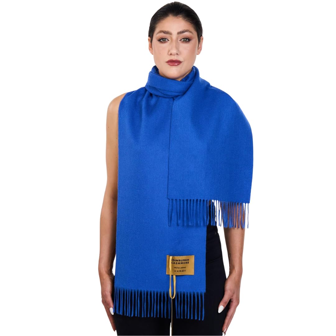 Edinburgh Cashmere Unisex Dark Blue Scarf Plain 100% Pure Lambswool