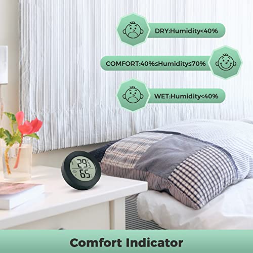 Thlevel Hygrometer Thermometer Digital LCD Temperature Humidity Meter Monitor for Greenhouse Home Office Warehouse 2 PCS (4.5cm, Black, 2) - Image 6