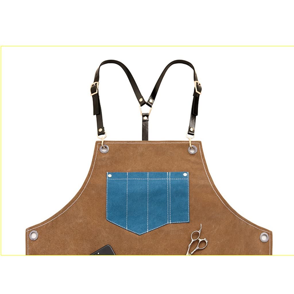 Delantal de Peluquero Cocina Delantal Restaurante Chef Delantal Pocket Delantal Delantal de Las Mujeres Delantal Delantal Delantal Delantal Delantal de Barista (Color : A)
