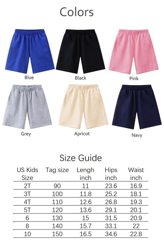 T.H.L.S Kids Boys Girls Cotton Shorts for Summer Casual Athletic Running Jogger with Side Pockets3