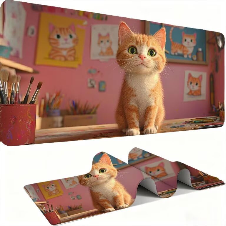 Grand tapis de souris chat XXL pour organiser votre bureau d'ordinateur à la maison