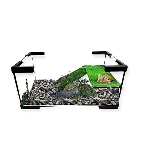 Akkua Tortuguera Cristal pequeña, Acuario pequeño de Cristal para Tortugas, con Tapa de Cristal, pecera para Tortugas, Recipiente para Tortugas, tortugueras, Acuario para Tortugas terrario para