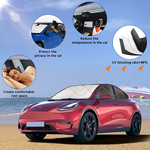 Model Y Front Windshield Sunshade New Version Car Auto Uv And Sun Protection Side Window Back Window Sun Shade For Tesla Model Y(7 Pieces Windscreen) #TOP1
