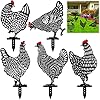 Amzeeniu 5 stuks kipdecoratie handwerk tuinbeelden, haandier silhouet paal handgemaakte tuindecoratie, tuinfiguur kip…
