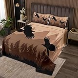 Loussiesd Kinder Wildlife Adler Tagesdecke 170x210cm Fliegender Adler Steppdecke Jungen Mädchen Schlafzimmer Zimmer Dekor, Rustikale Farmhosue Bettüberwurf Tier Adler Wohndecke