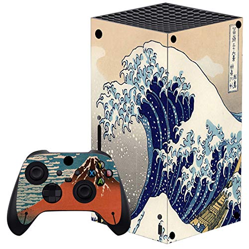 PlayVital The Great Wave Custom Vinyl Skins for Xbox Series X, Wrap Decal Cover Stickers for Xbox Series X Console Controller