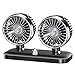 Bodhi2000 12/24 V bajo ruido ventilador de pie doble cabeza giratoria coche furgoneta mute verano refrigeración ventilador para vehículo camión negro 12 V negro 12 V 12 V