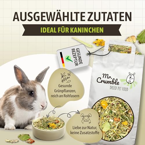 Mr. Crumble Hoppel Mix 5kg – Kaninchen Alleinfutter – Getreidefrei – hoher Rohfaser und Kräuteranteil für Verdauung & Zahnabrieb – 100 % natürliche Zutaten