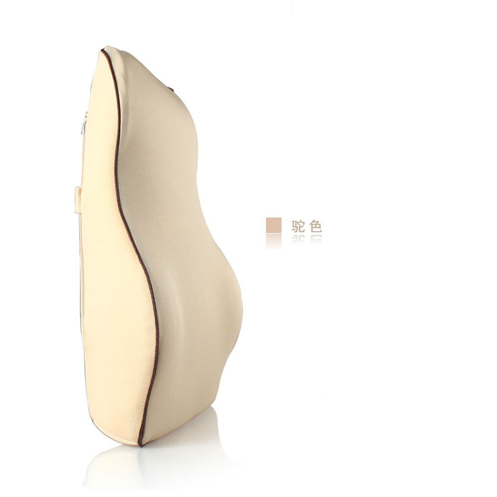 Lumbar Support and Neck Pillow | Orthopedic Memory Foam Neck and Back Cushion | Lower Back and Neck Pain Relief Use for Travel and Car (Cream-coloured)