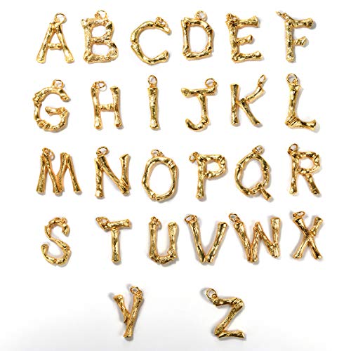image for FOCALOOK Letter Chain Pendant for Women Bamboo Initial Necklace 18K Go