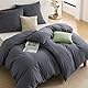 BEDSURE Bettwäsche 135x200 4teilig Bettbezug - Weiche Baumwollähnlich Bettwäsche-Set 135 x 200 cm 2er Set mit 2 Kissenbezüge 80x80 cm, ÖKO-TEX Deckenbezug Bedding Anthrazit Grau mit Reißverschluss