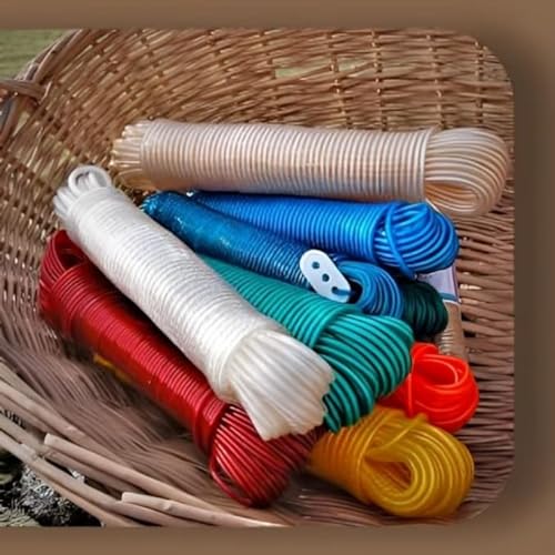 Image of Clothesline Rope, PVC Coated Steel, Multipurpose Indoor /Outdoor Use (Pack of 5 Ropes, 20 Meter)