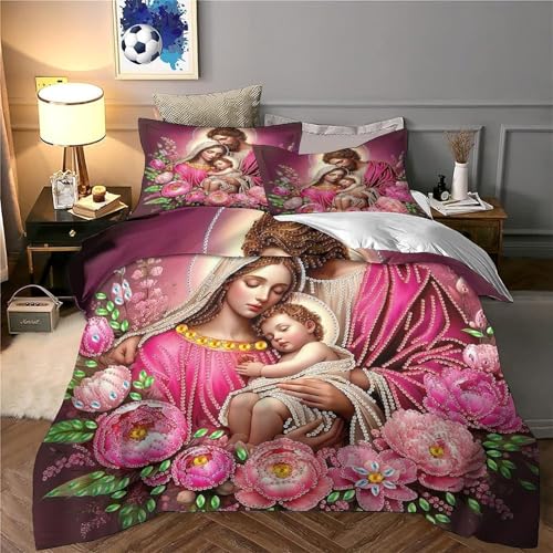 Housse de couette Jésus 200x200cm en microfibre avec 2 taies d'oreiller - 5