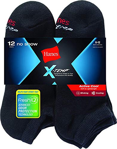 Hanes Men's FreshIQ X-Temp Active Cool No-Show Socks 12-Pack