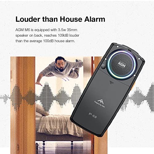 Agm M6 4G Rugged Phone Unlocked Phone Cell Phone For Seniors & Kids, Dual Sim Ip68/Ip69K Waterproof Phone, Mil-Std-810H, T-Mobile, 2.4" Screen 48Mb+128Mb 2500Mah Battery Black, Big Font, Big Speaker #TOP1