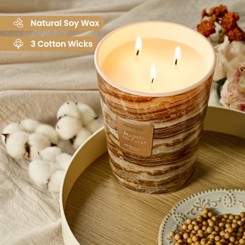 Image of M&SENSE Extra Large Candle 35oz 150H Espresso Hot Fudge Scented Candle, 3 Wick Highly Scented Jar Candle, XL Candles Gift for Stress Relief, Meditation, Yoga