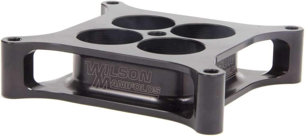 Carburetor Spacer | 4150 1.5 in 4-Hole L/W Tapered - Lightweight Tapered Spacer | 1.5 in Thick 4-Hole | Square Bore | Aluminum Black Anodized | Each