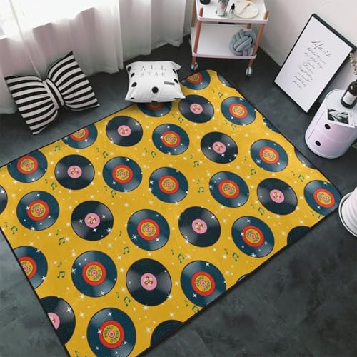 Alfombras de vinilo retro para sala de estar y dormitorio, lavable, suave, de 3 x 5 pies, antideslizante, para interiores, decoración de dormitorio, estética, 60 x 39 pulgadas